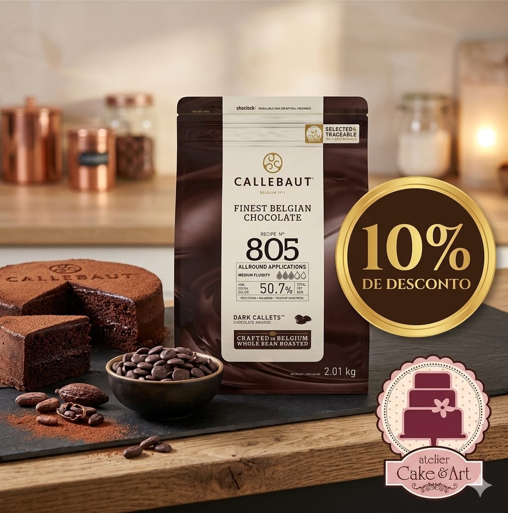 Desconto Especial CHOCOLATE AMARGO 805 CALLEBAUT (50,7% CACAU) – GOTAS 2,01KG - Atelier Cake Art